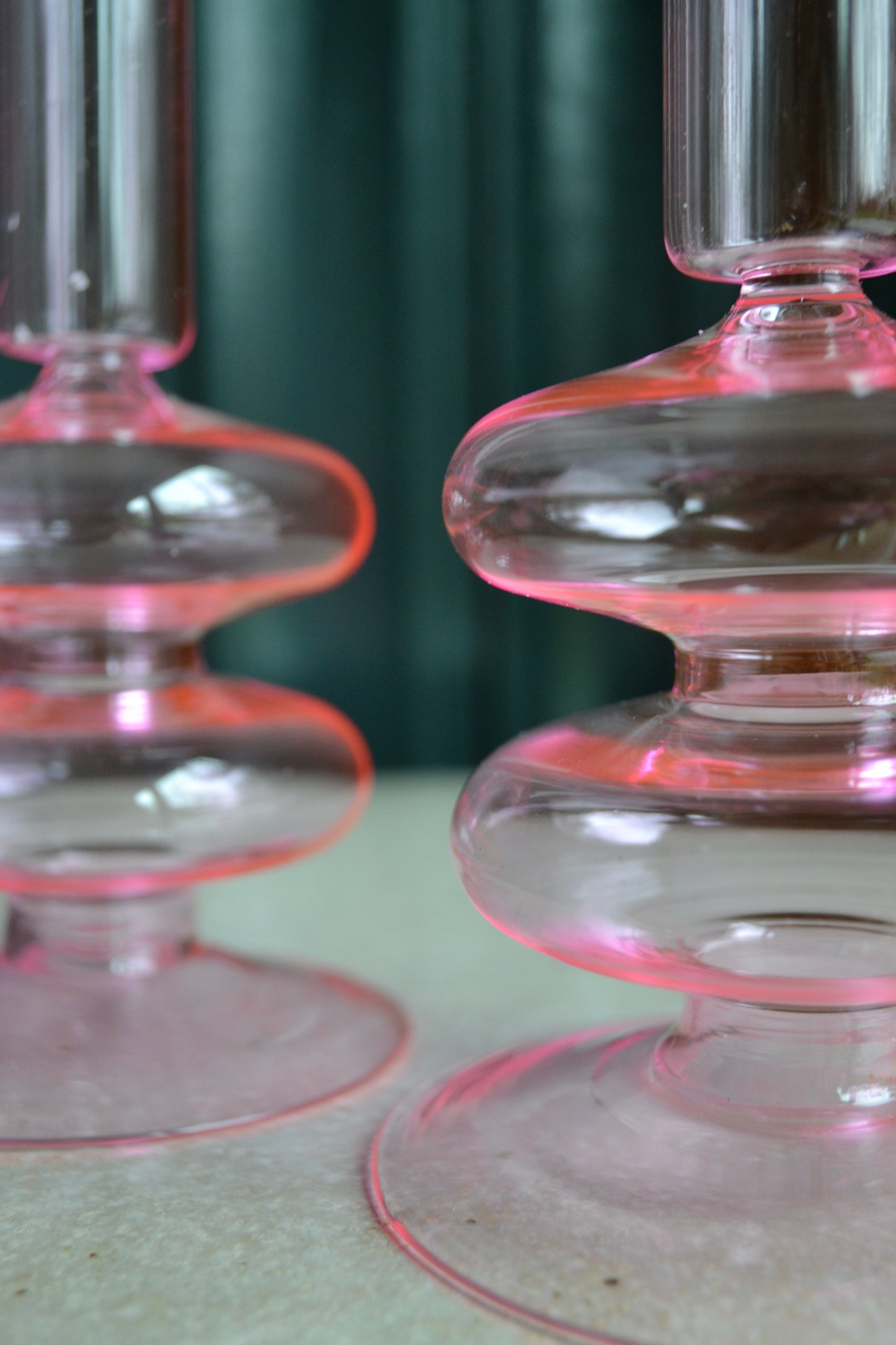 Colorful glass candle holder, orange candle holder, wavy glass taper candle holder, home decor, pink set zoom in