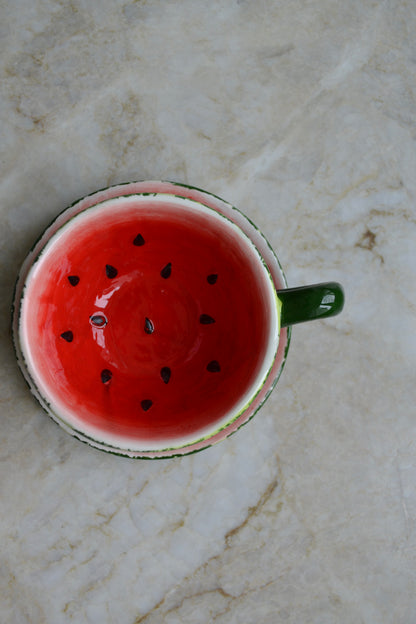 Teacup, coffee mug, fruit cup, fun mug, home decor, two mugs - watermelon mug