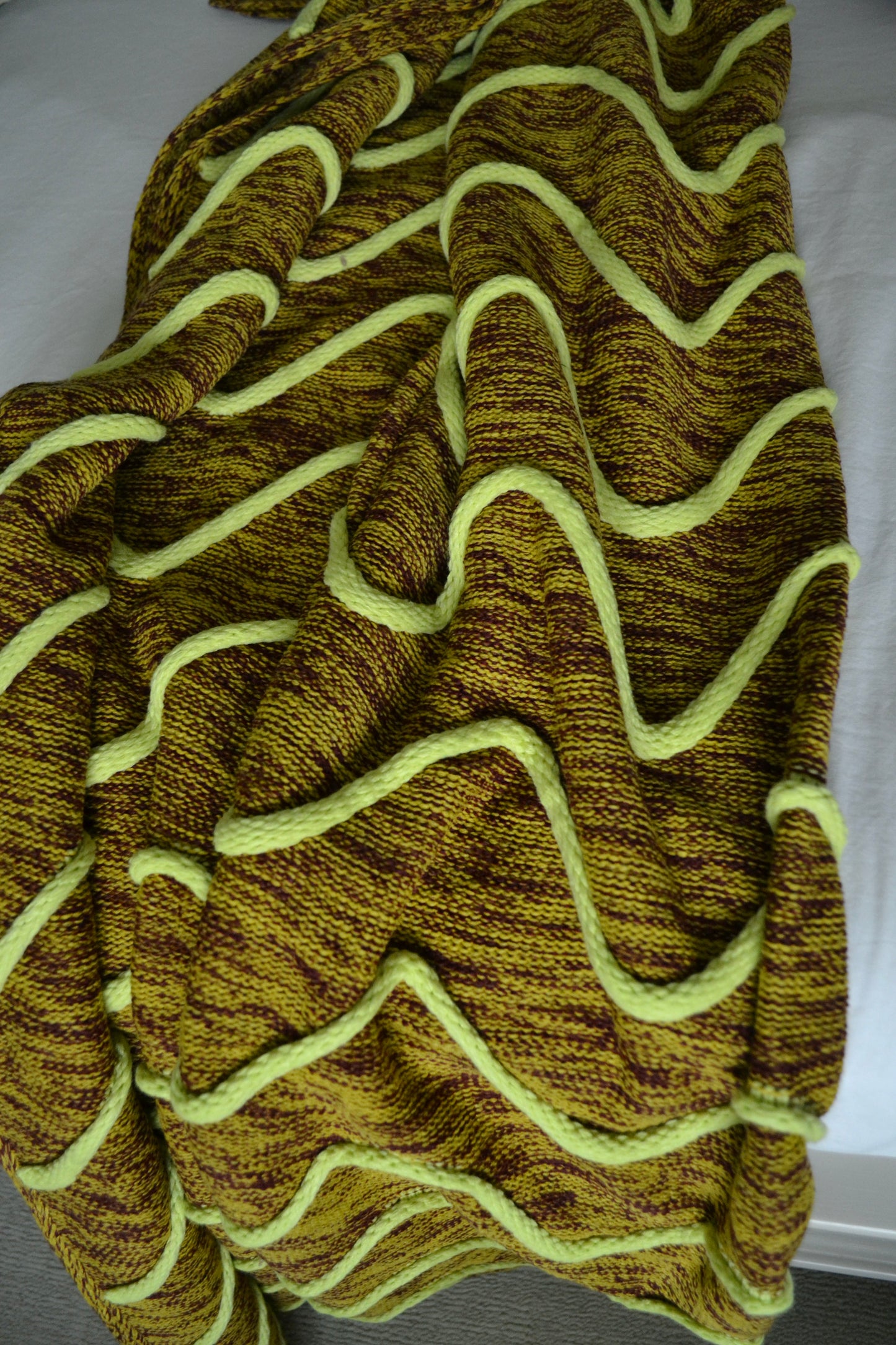 Neon blanket, colorful throw blanket, acrylic blanket, squiggle blanket, home decor, zoomed in view