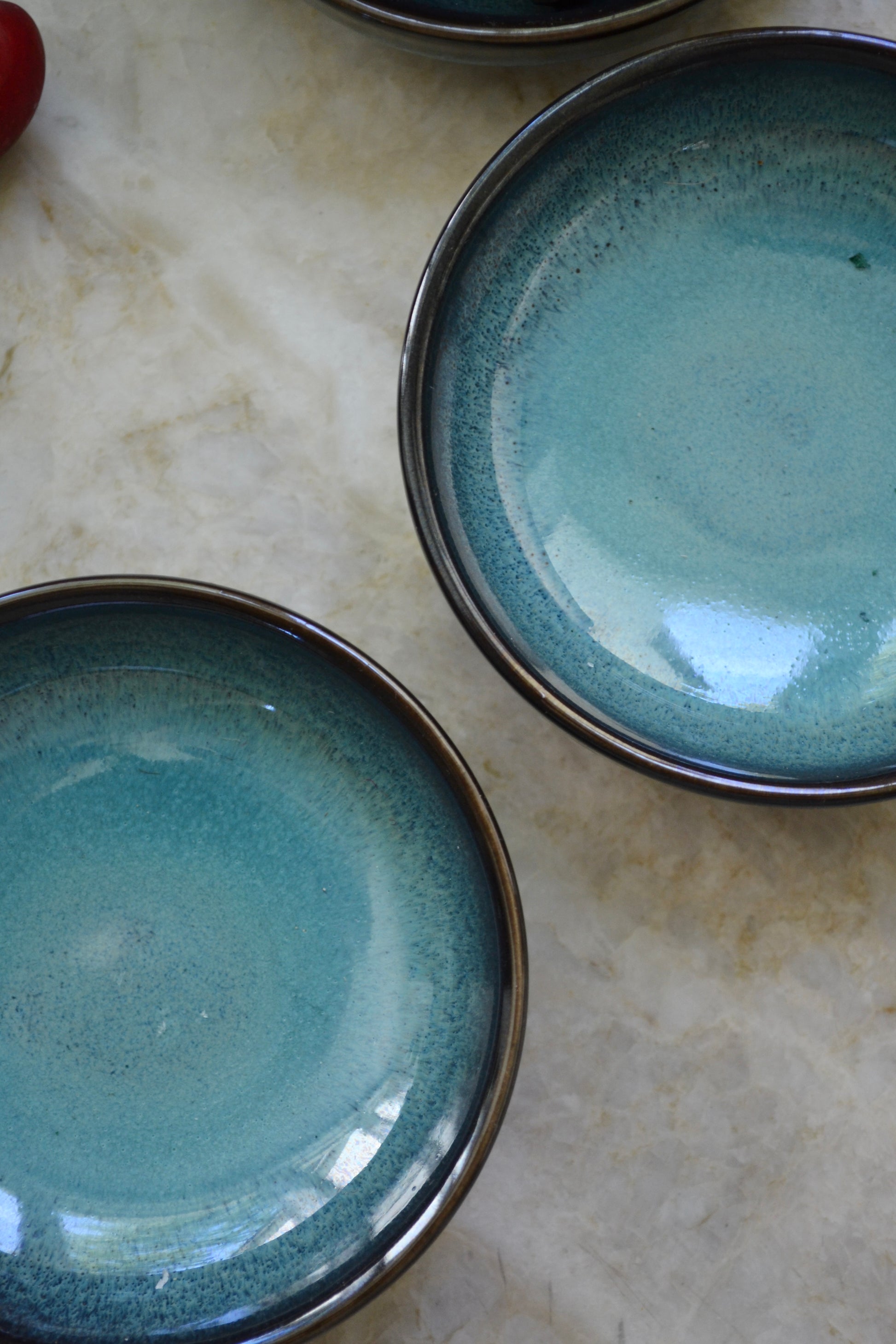 Pinch bowl, blue bowl set, small bowls, charcuterie bowls, artisan bowls, unique bowls, snack bowls, home decor, kitchenwares, eclectic kitchen, tiny bowls, empty view.