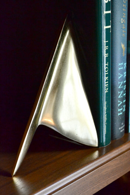 Bookend set, silver bookends, gold bookends, sculptural bookends, living room decor, eclectic home, unique decor, silver and gold decor, gold view.