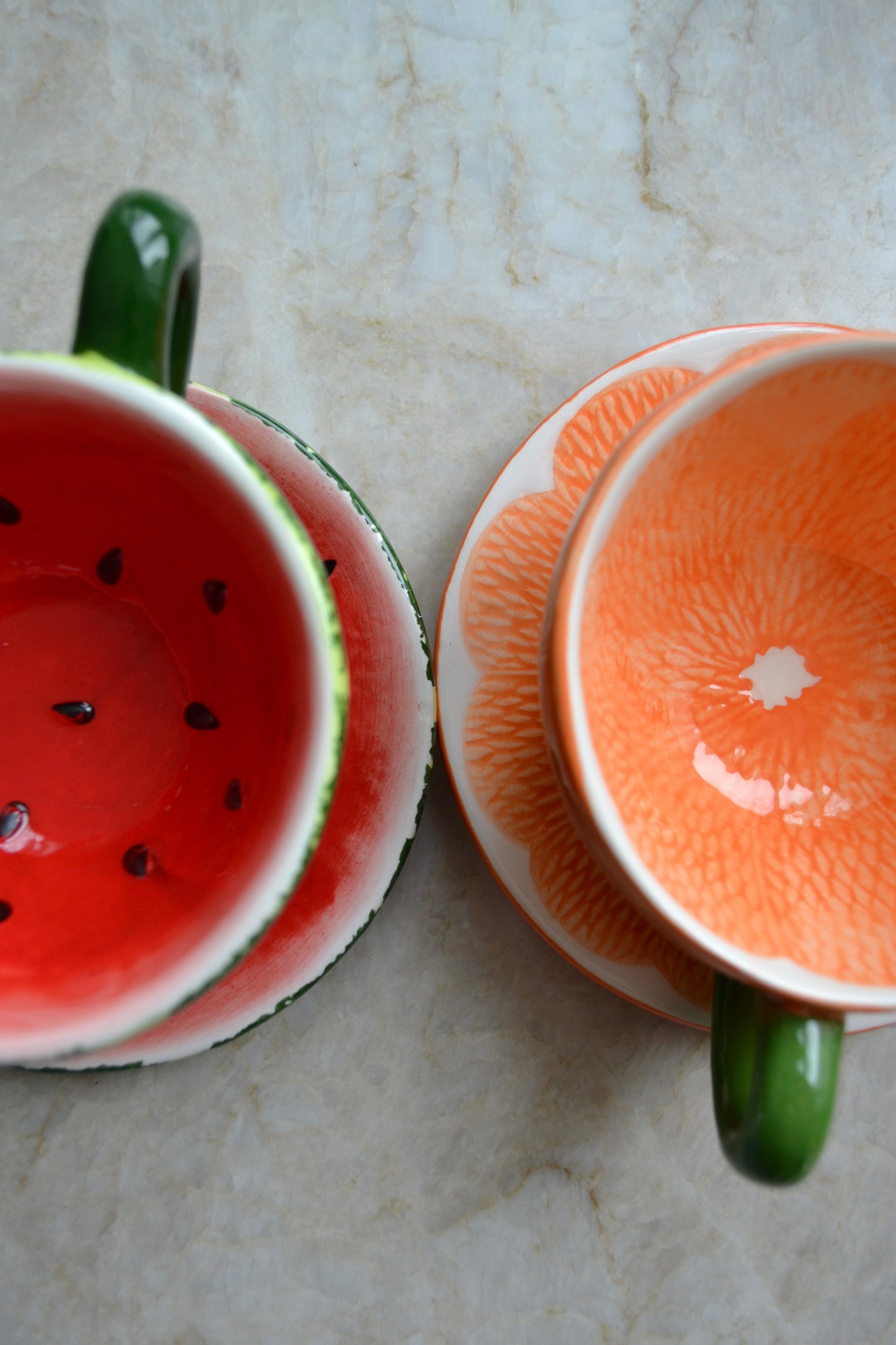 Teacup, coffee mug, fruit cup, fun mug, home decor, two mugs - close up