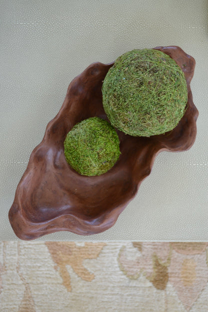 Carved bowl, wooden bowl, coffee table bowl, coffee table decor, home decor, natural bowl, organic decor, organic bowl, full view.