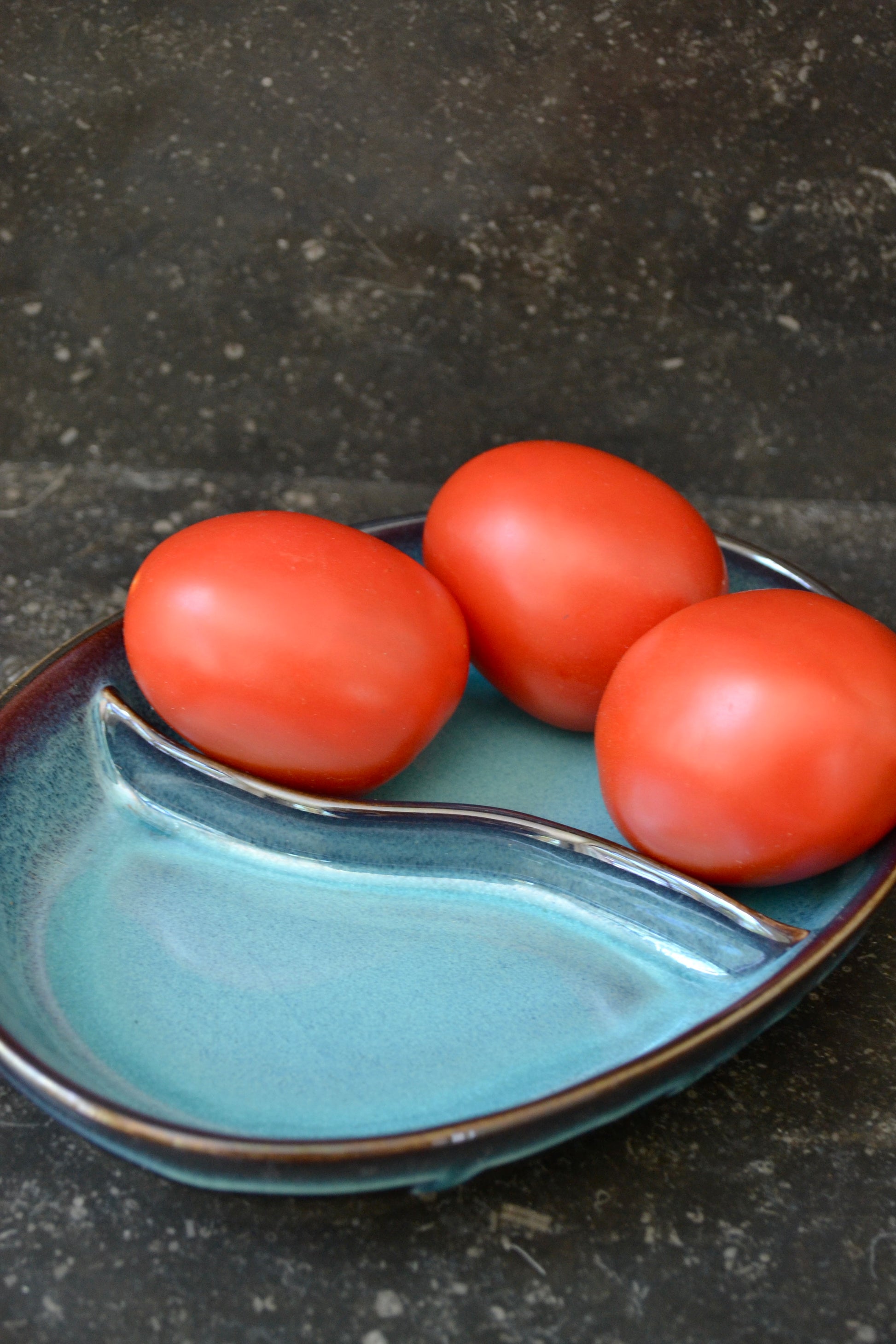 Blue bowl, divided bowl, unique blue bowl, unique bowl, kitchenware, serveware, funky home decor, eclectic bowl, unique bowl, partial view