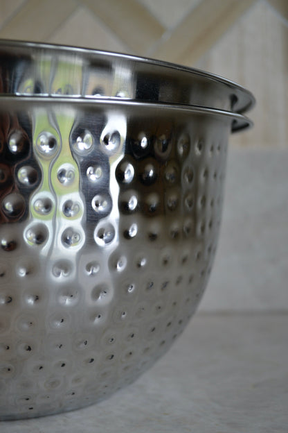 hammered mixing bowl, stainless steel bowl, salad bowl, decorative kitchen bowl, side