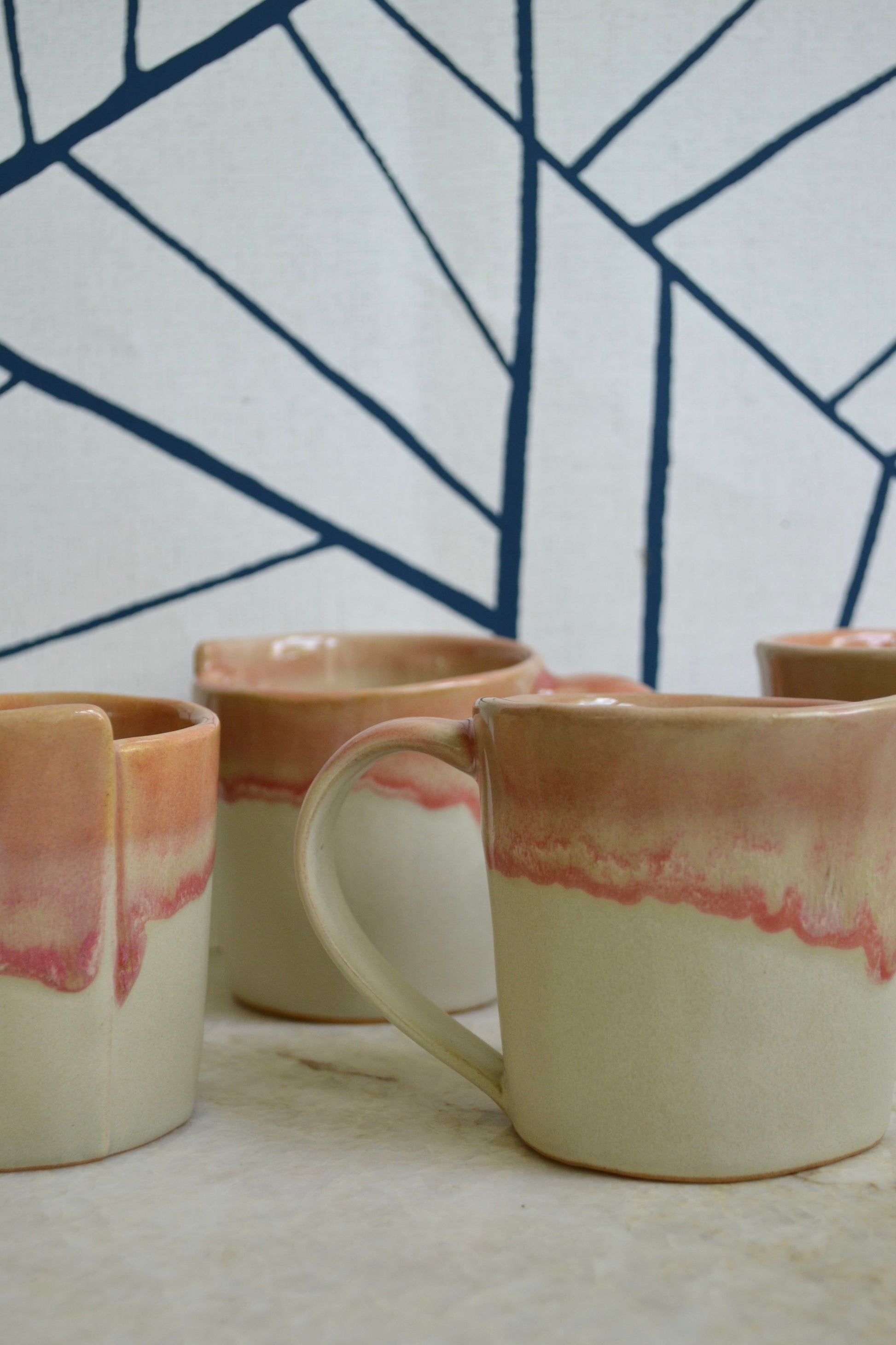 Mug, unique mug, handmade mug, dipped mug, mug set, unique kitchenware, unique mug, handmade pottery, eclectic home decor, kitcheware, kitchen goods, zoomed out view