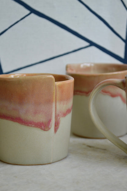 Mug, unique mug, handmade mug, dipped mug, mug set, unique kitchenware, unique mug, handmade pottery, eclectic home decor, kitcheware, kitchen goods, detail view