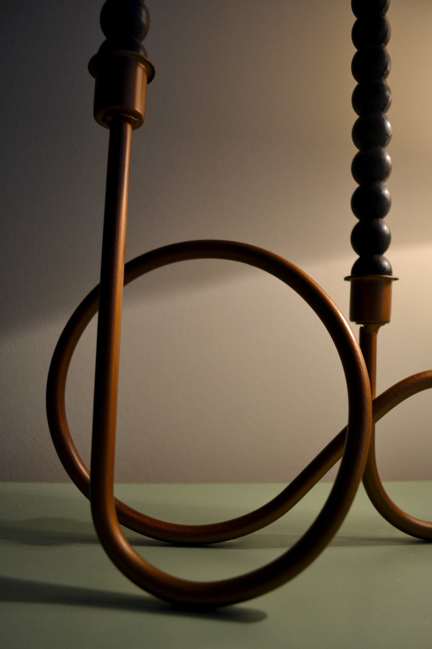 Brass candle holder, looping candle holder, unique candlestick holder, candlestick holder, home decor, front view