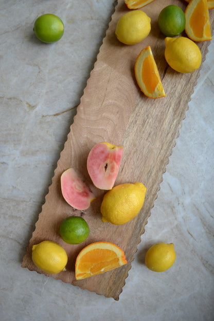 Large charcuterie board, cutting board, serving board for food, kitchen decor, mango wood board, unique charcuterie board, wavy edge cutting board, oversized charcuterie board, half view