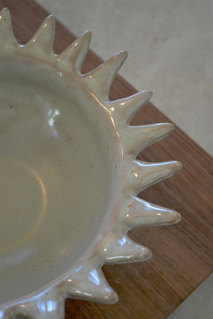 Funky bowl, spikey bowl, blue grey bowl, salad bowl, appetizer bowl, serving bowl, decorative bowl, kitchen home decor, overhead empty  view