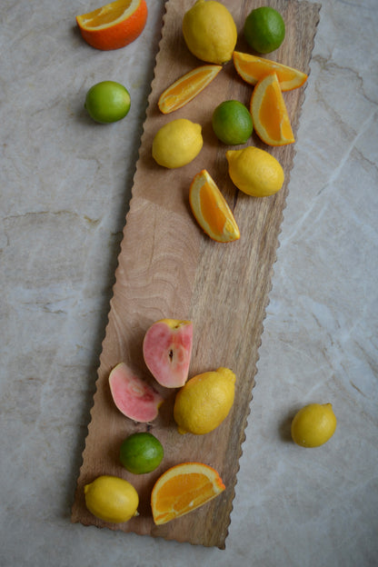 Large charcuterie board, cutting board, serving board for food, kitchen decor, mango wood board, unique charcuterie board, wavy edge cutting board, oversized charcuterie board, diagonal view